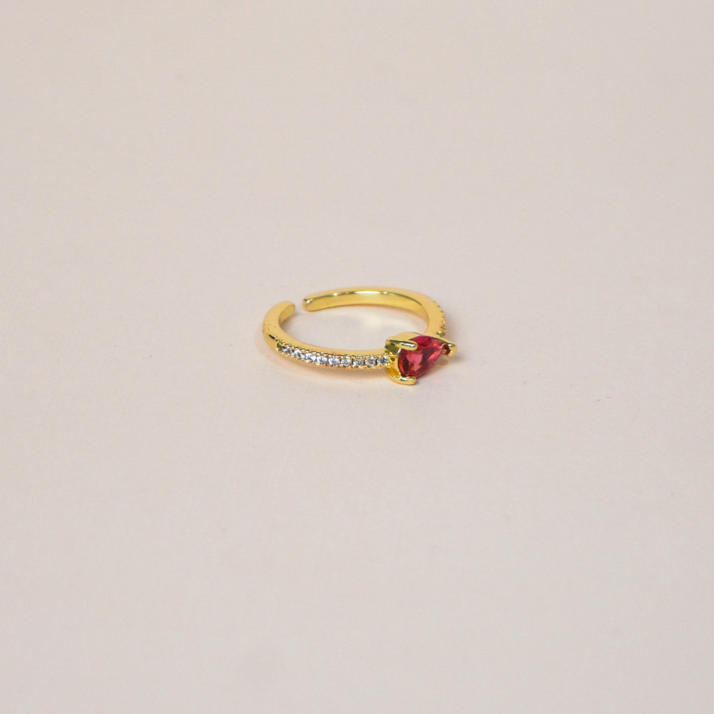 Anillo circonia roja