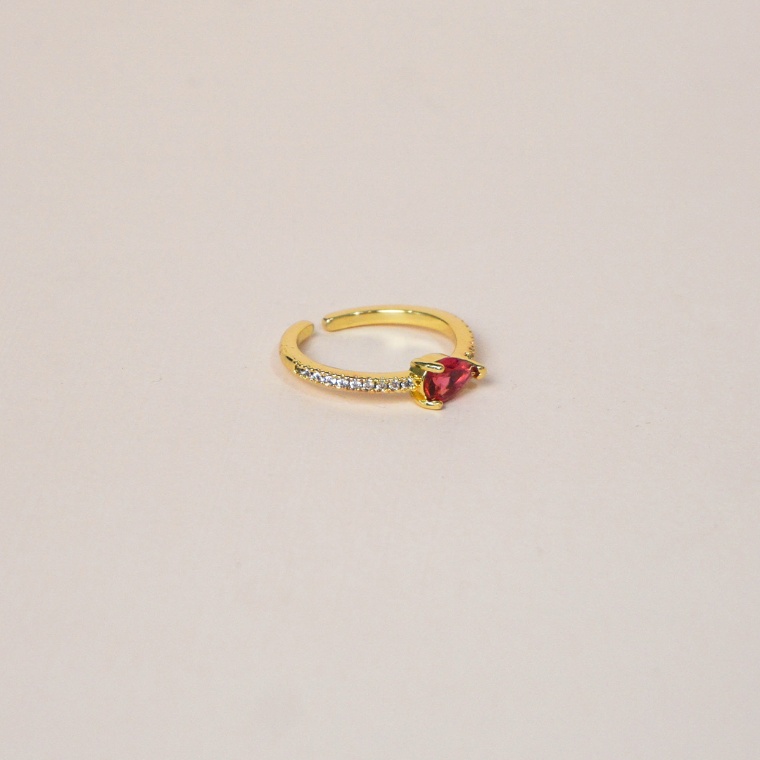 Anillo circonia roja
