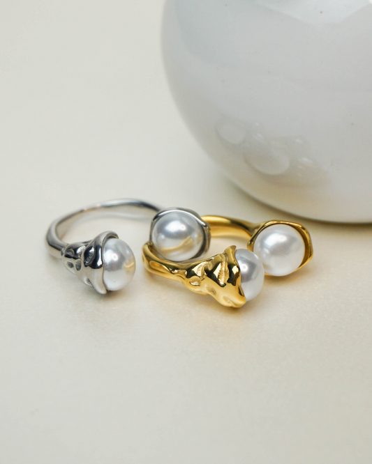 Anillo doble perla